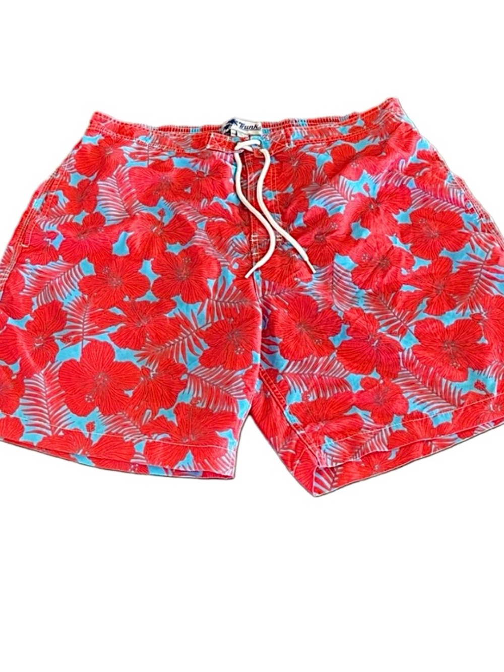 Trunks Surf & Swim Co. Men's XXL Red Hibiscus Floral Swim Shorts Mesh Lined